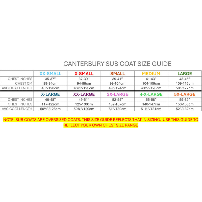 Canterbury Adult Long Full Zip Weather Resistant Insulated Sub Coat {CCC-QA005753}