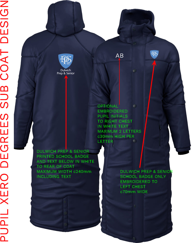 DULWICH PREP & SENIOR PUPIL XERO DEGREES SIDE LINE BENCH COAT {DPSK-XOCH827}
