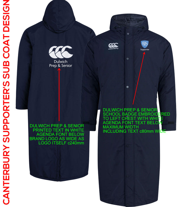 DULWICH PREP & SENIOR SUPPORTER CANTERBURY SIDELINE BENCH COAT {DPSP-QA005753}