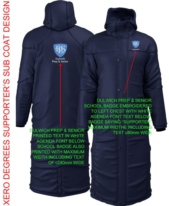 DULWICH PREP & SENIOR SUPPORTER XERO DEGREES SIDE LINE BENCH COAT {DPSPAR-XOCH827}