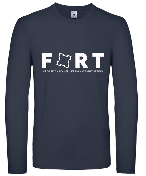 FORT Gym B&C 100% Cotton Long Sleeve Tee {FORT-BA211-NVY/WHT}