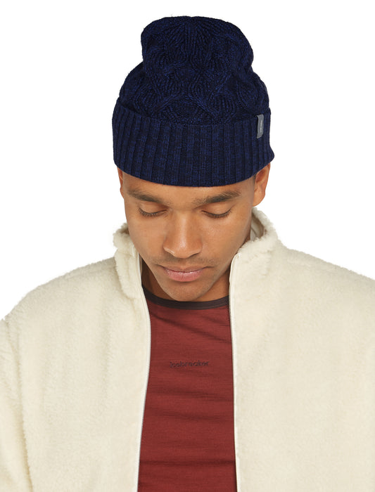 Icebreaker Unisex Merino Wool Vela Cuff Cable Knit Beanie {IC-105237}