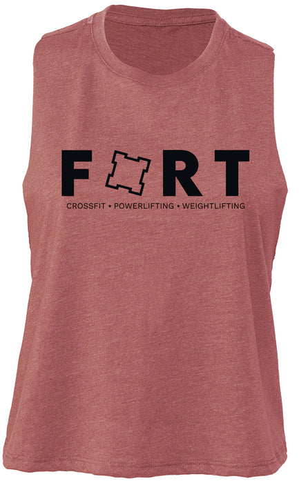 FORT Gym Women's Bella & Canvas Cotton Blend Sleeveless Cropped Tee {FORT-BE127-MAU/BLK}