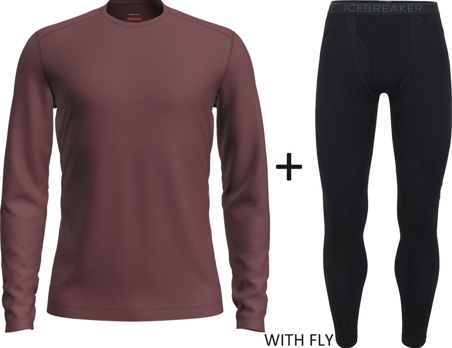 Men's Icebreaker Merino 260 Tech Crew Neck Top + Leggings COMBO