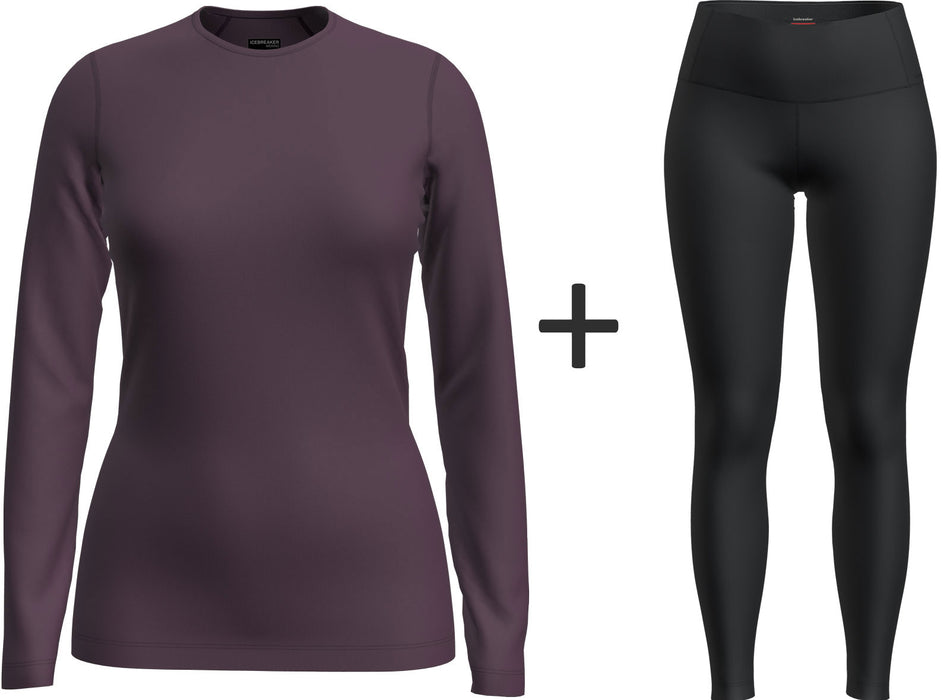 Women's Icebreaker Merino 260 Tech Crew Neck Top + Tights COMBO