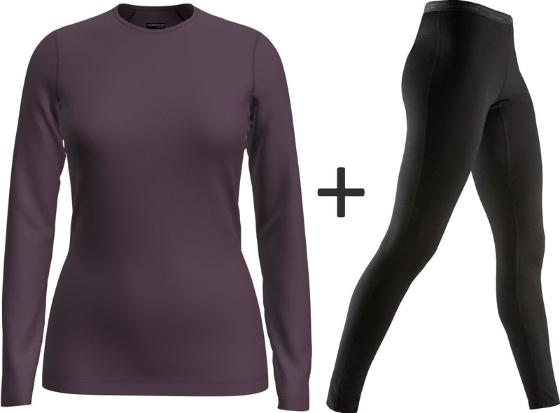 Women's Icebreaker Merino 260 Tech Crew Neck Top + Tights COMBO