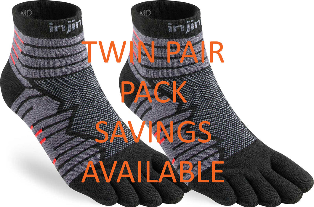 Injinji Men's Mid-Weight Ultra-Run Mini-Crew Toe Socks (INJ-MULTRA-MC)