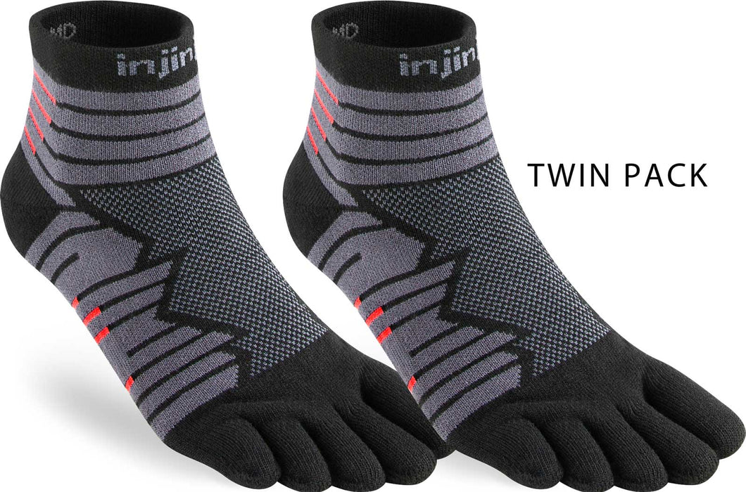 Injinji Men's Mid-Weight Ultra-Run Mini Crew Toe Socks TWIN PACK (INJ-MULTRA-MC-TWIN)