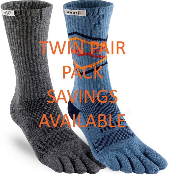 Injinji Men's Mid-Weight Trail Run Crew Length Toe Socks (INJ-TR-CR)