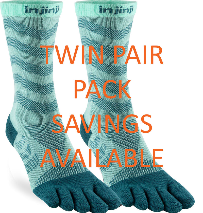 Women's Injinji Mid-Weight Ultra-Run Crew Length Toe Socks (INJ-WULTRA-CREW)