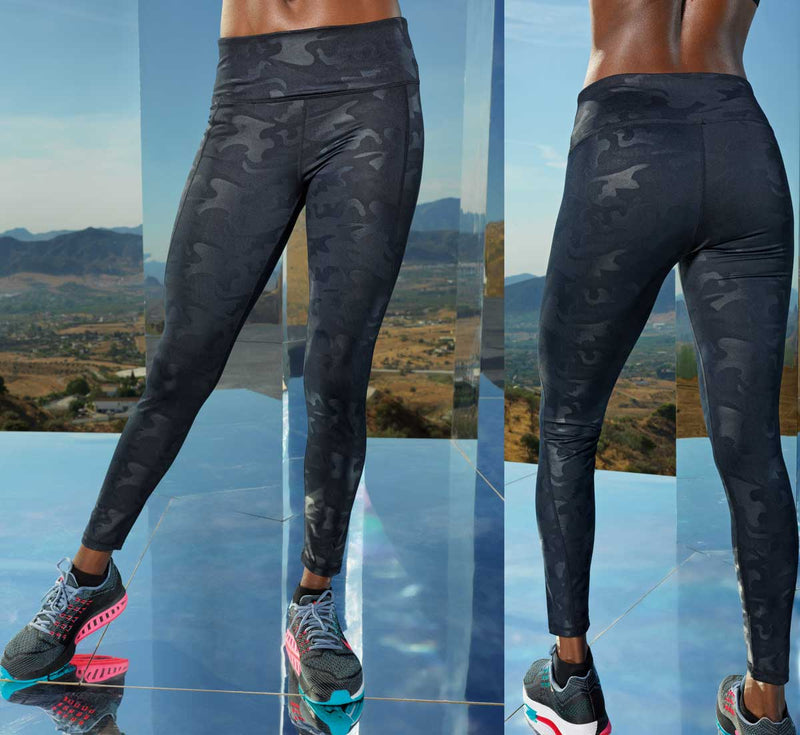 Women's TriDri Performance High-Rise Black Camo Leggings (TR038)