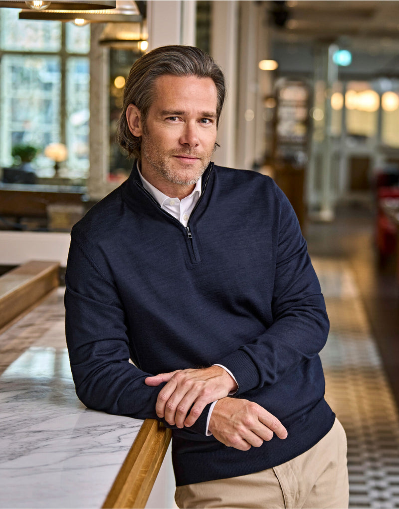 Men's Tee Jays Merino Blend Half Zip Mid-Layer {TJ6010}