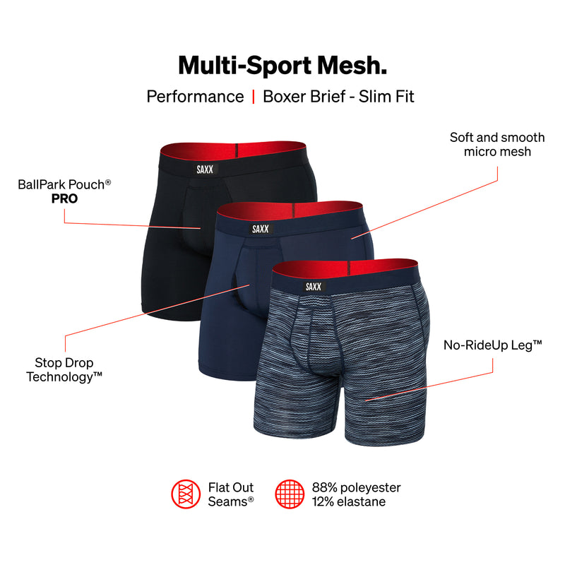 Men's SAXX Multi-Sport Mesh 6" Boxer Briefs TRIPLE PACK {SAXX-PP3MS}