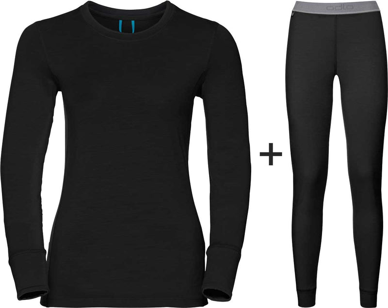 ODLO Women's Merino 200 Crew & Tights Base Layer COMBO