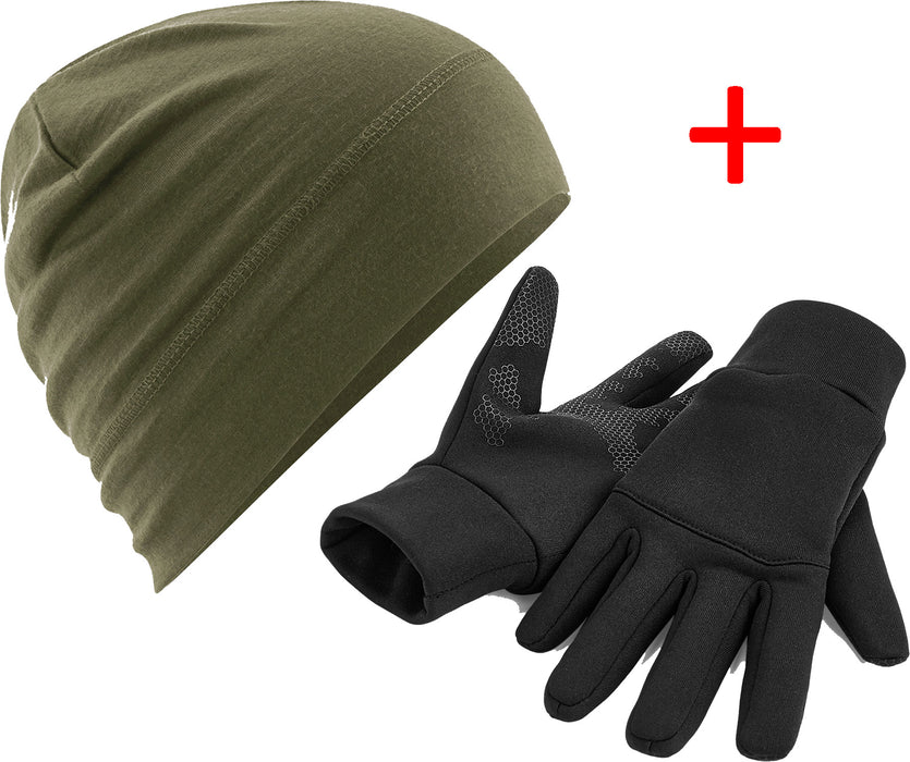 Adult Beechfield Merino Wool Beanie & Gloves Bundle
