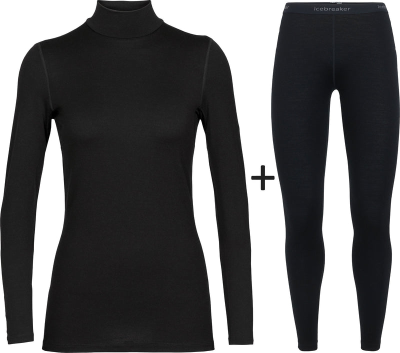 Women's Icebreaker Merino 260 Tech Turtle Neck Top + Tights COMBO
