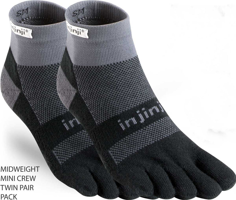 Injinji Mid-Weight Performance Run Mini-Crew Toe Socks TWIN PACK (INJ-PER-MC-TWIN)