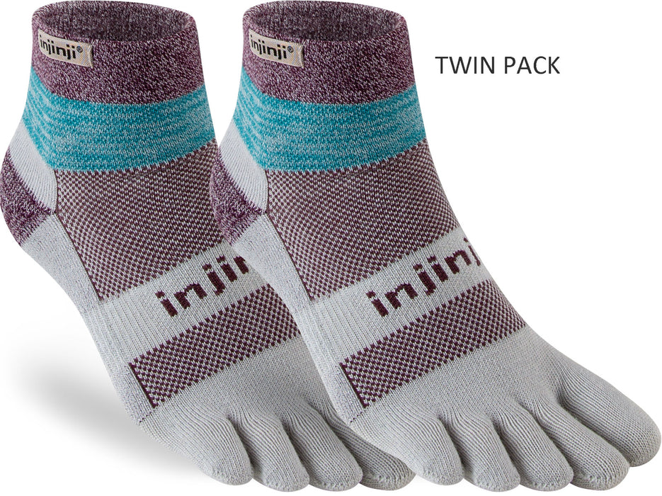 Injinji Men's Mid-Weight Trail Run Mini Crew Toe Socks TWIN PACK (INJ-TR-TWIN)