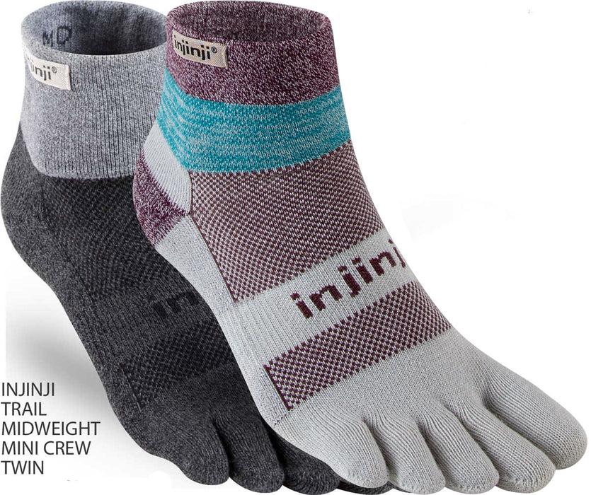 Injinji Men's Mid-Weight Trail Run Mini Crew Toe Socks TWIN PACK (INJ-TR-TWIN)