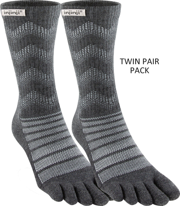 Injinji Outdoor Mid-Weight Merino Wool Crew Toe Socks TWIN PACK (INJ-ODC-TWIN)