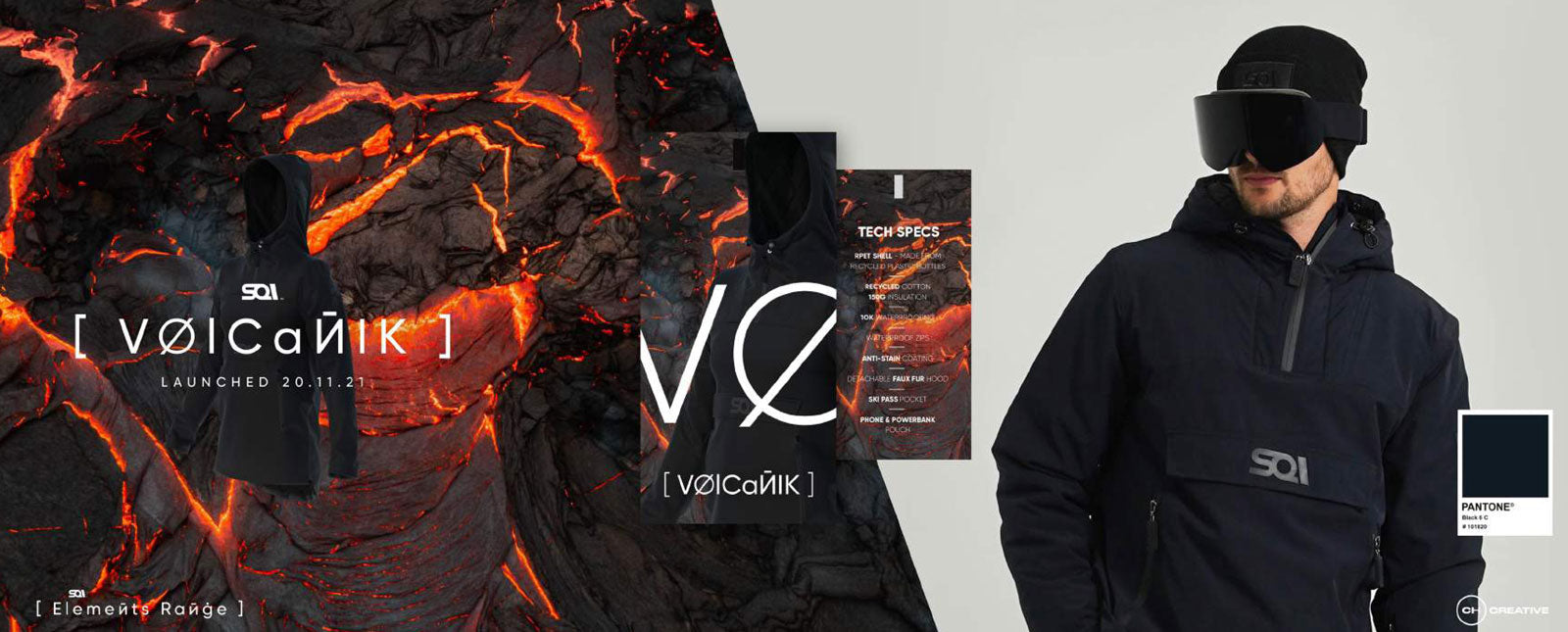SQI Elements Volcanik Black Ski Jacket